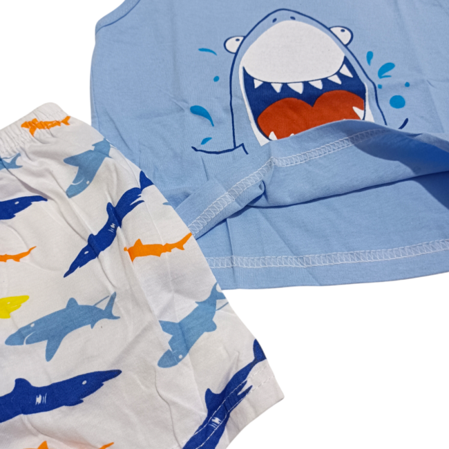 ست شورت و رکابی وارداتی طرح کوسه 